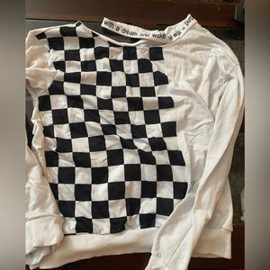 black and white checkered pattern women’s sweatshirt